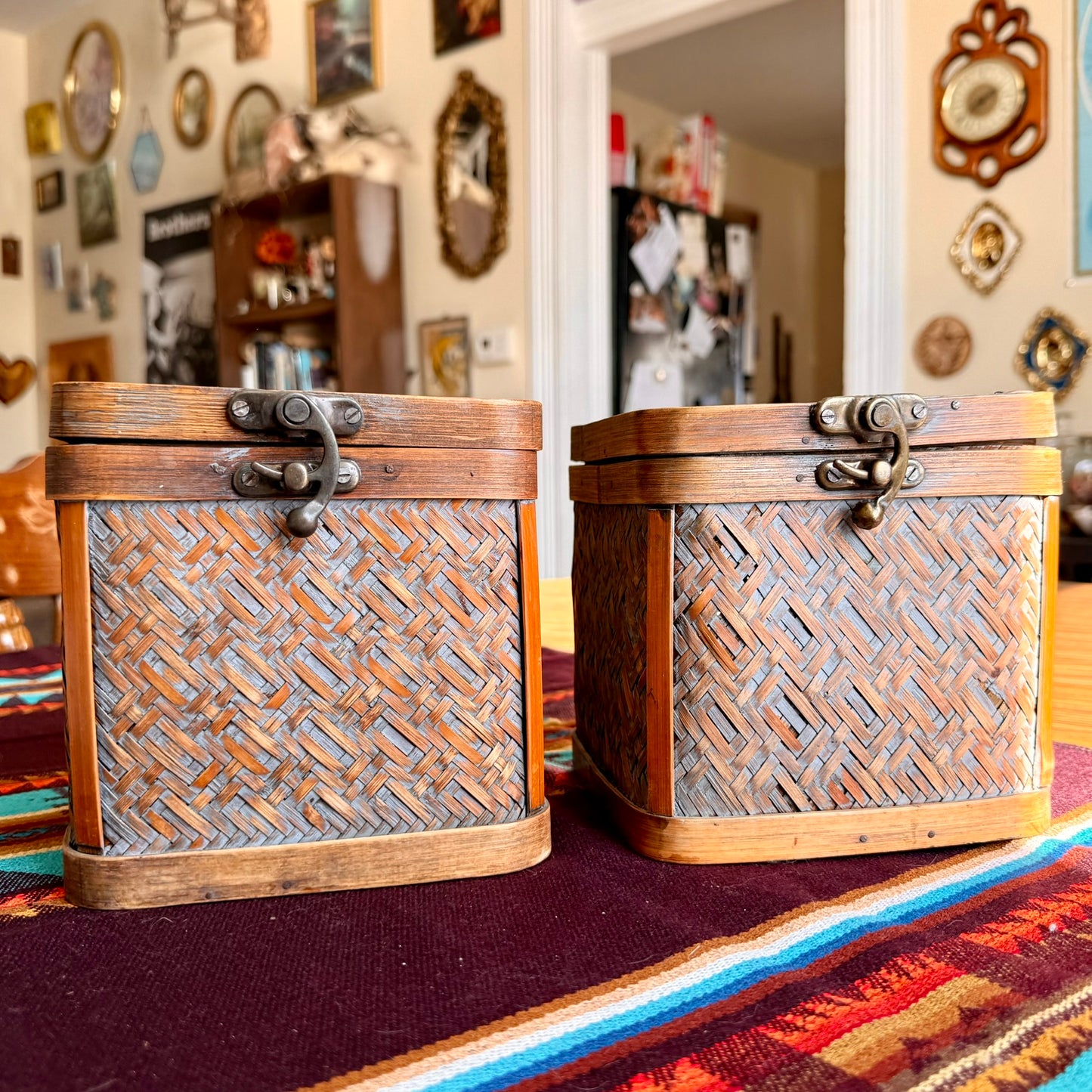 ONE - Vintage Woven Wicker Rattan Square Basket Storage Bin