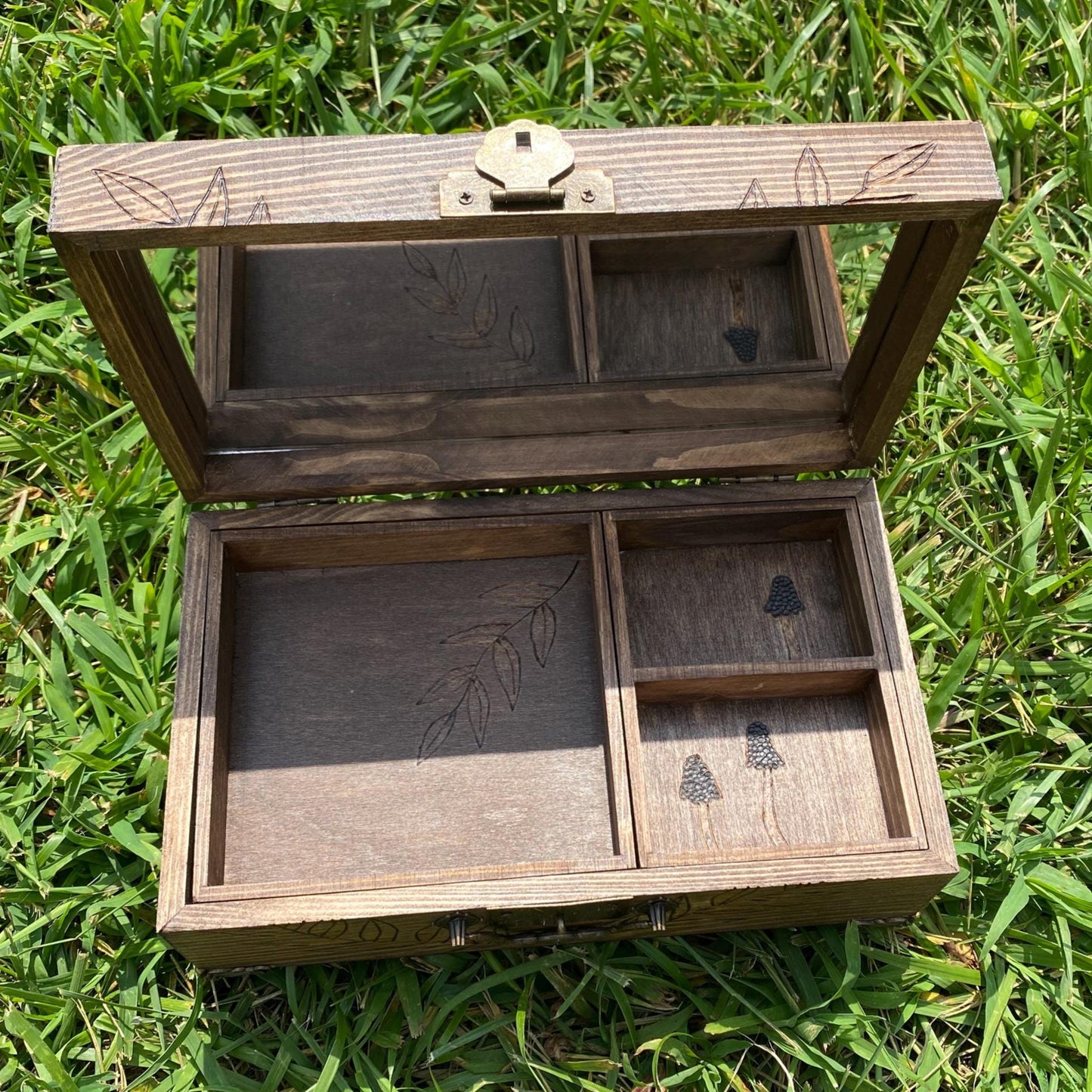 Hand Woodburned Snake Wooden Jewelry Box with Removable Inserts