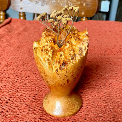 Vintage Mid-Century Modern Handmade Natural Edge Burlwood Bud Vase