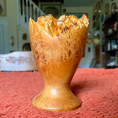 Vintage Mid-Century Modern Handmade Natural Edge Burlwood Bud Vase