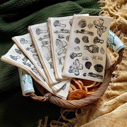 Nature Themed Hand Carved Stamped Pouches