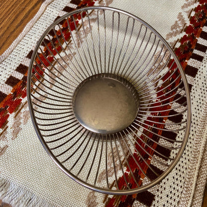Vintage silver plated Mid-century Modern wire fruit bowl
