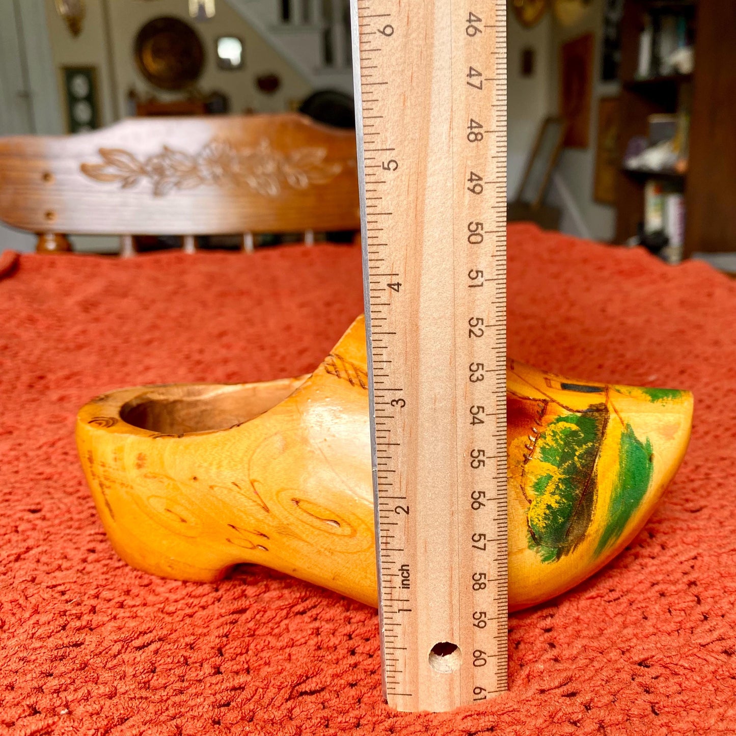 Vintage Authentic Hand Carved Wooden Dutch Clog Wall Hanging - Made In Holland