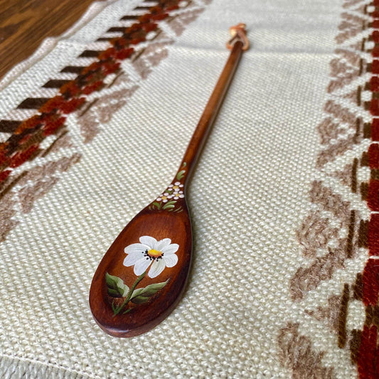 Vintage Floral Hand Painted Wooden Spoon - Kitchen Decor