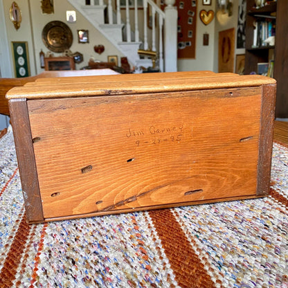 Handmade Vintage Solid Wood Magazine Holder with Heart Cut Outs