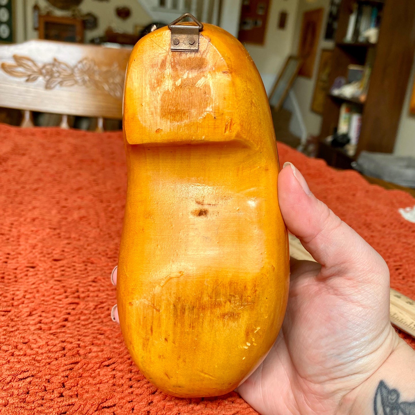 Vintage Authentic Hand Carved Wooden Dutch Clog Wall Hanging - Made In Holland