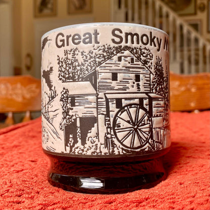 Great Smoky Mountains Embossed Ceramic Stoneware Souvenir Coffee Mug