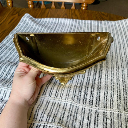 Vintage 1970's Ornate Acanthus Leaf Homco Golden Wall Pocket Planter