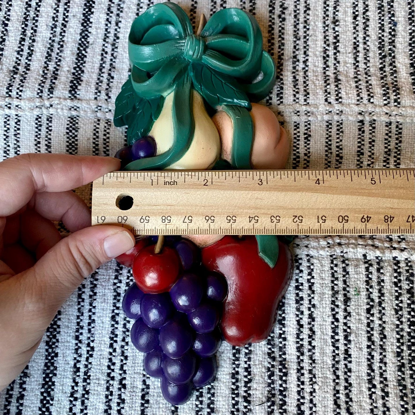 Set of Two Vintage 1995 Burwood Bunch of Hanging Fruits Wall Plaques