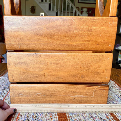Handmade Vintage Solid Wood Magazine Holder with Heart Cut Outs