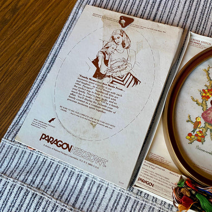 Set of 2 Vintage Paragon Needlepoint Cross Stitch Hummel Kits Apple Tree Boy and Girl