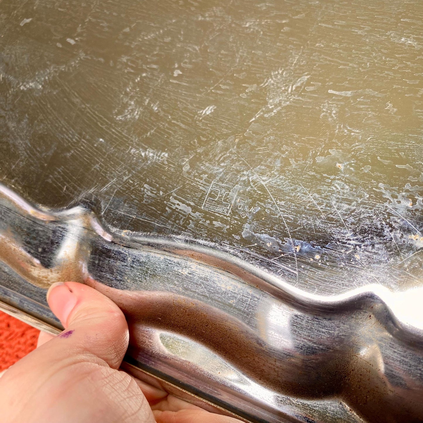 Vintage Irvingware Chrome-Plated Tray with Handles – Ornate Engraved Serving / Trinket Tray