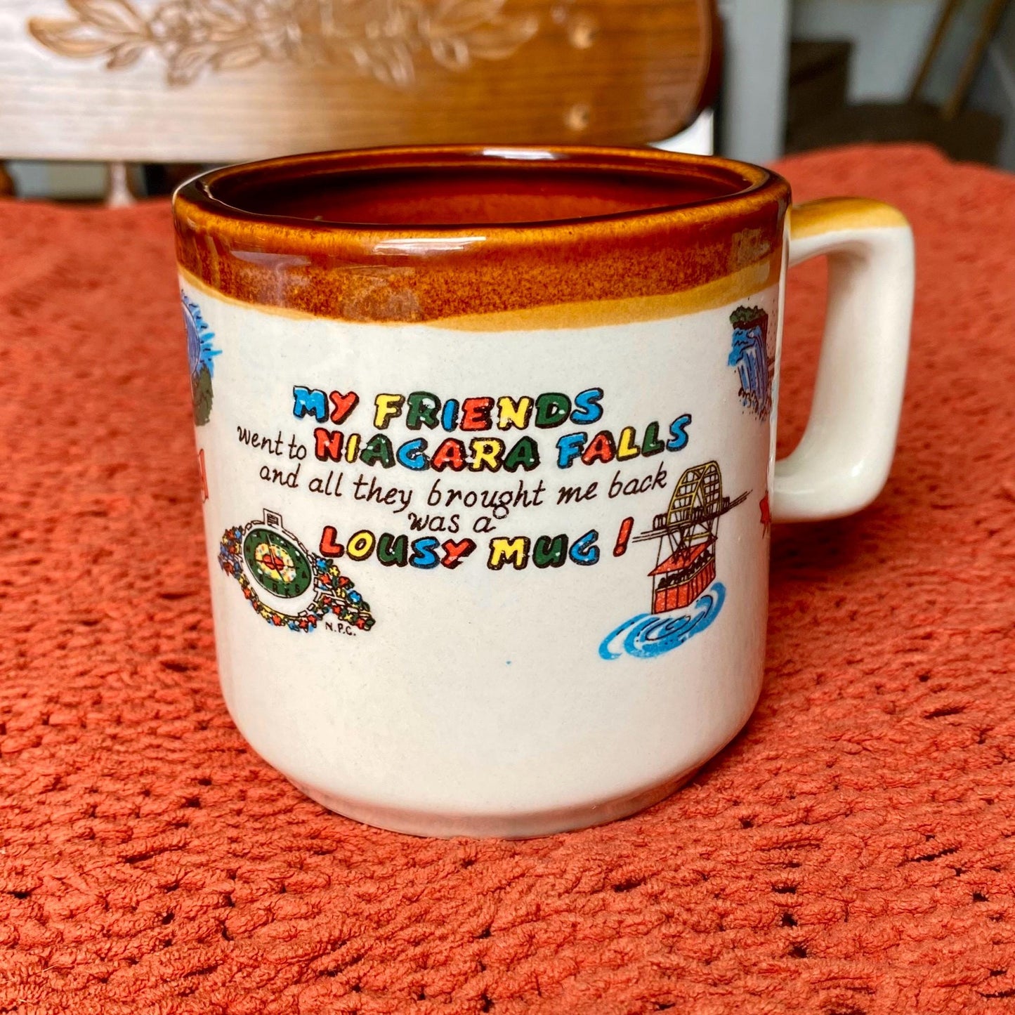 Vintage Novelty Niagara Falls Funny Souvenir Coffee Mug