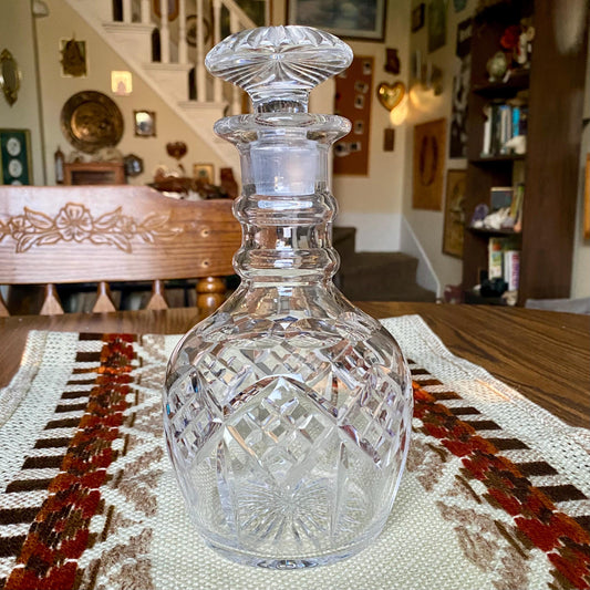 Antique Diamond Pattern Stuart Crystal Glass Whiskey Decanter