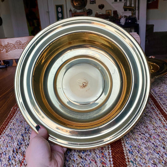 ONE Large Brass Vintage Artistic Churchware Collection Plate
