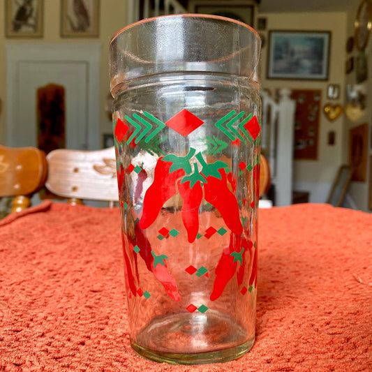 Vintage Anchor Hocking Red Chili Pepper 16 Oz Southwestern Glass