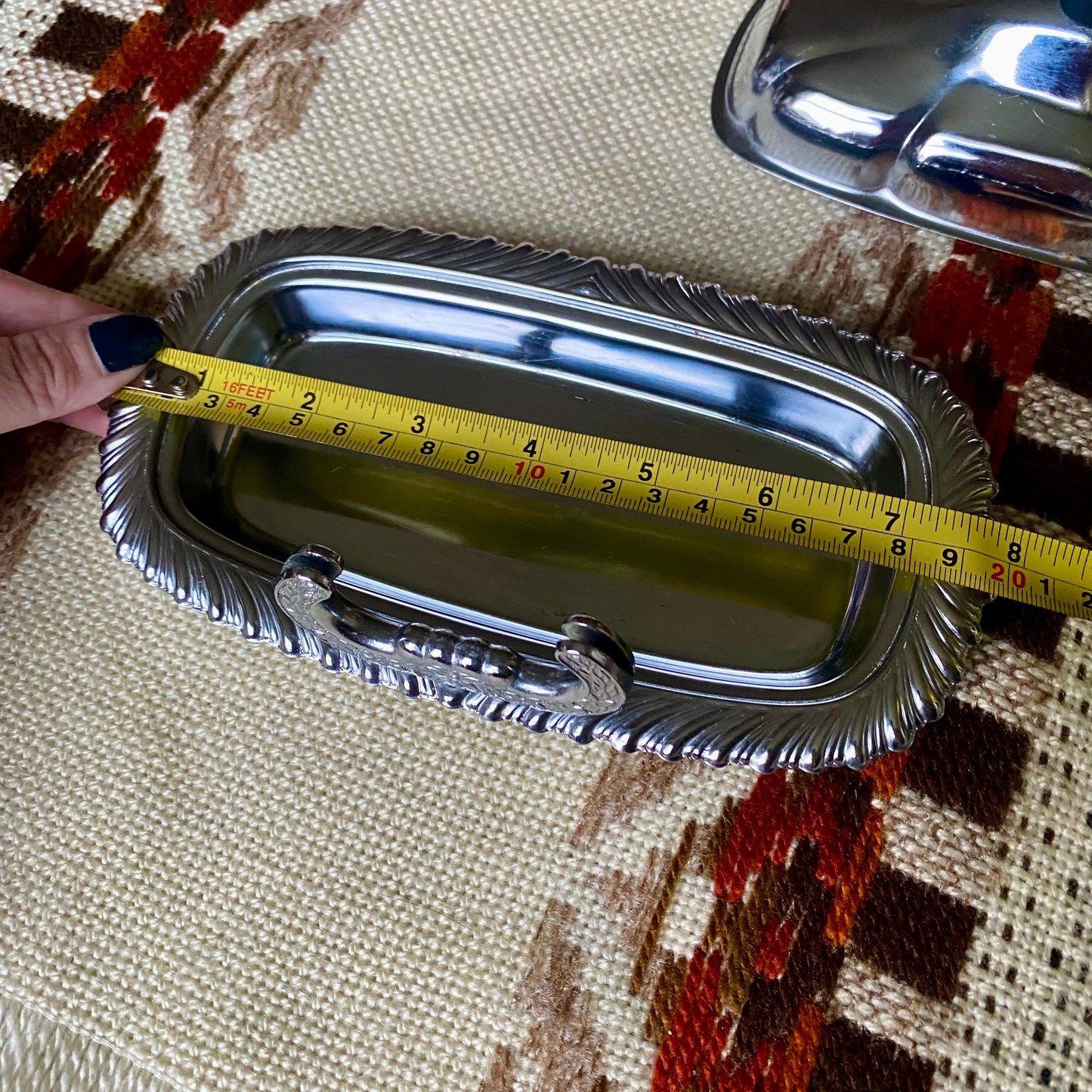 Vintage Chrome Ornate Butter Dish With Knife Holder