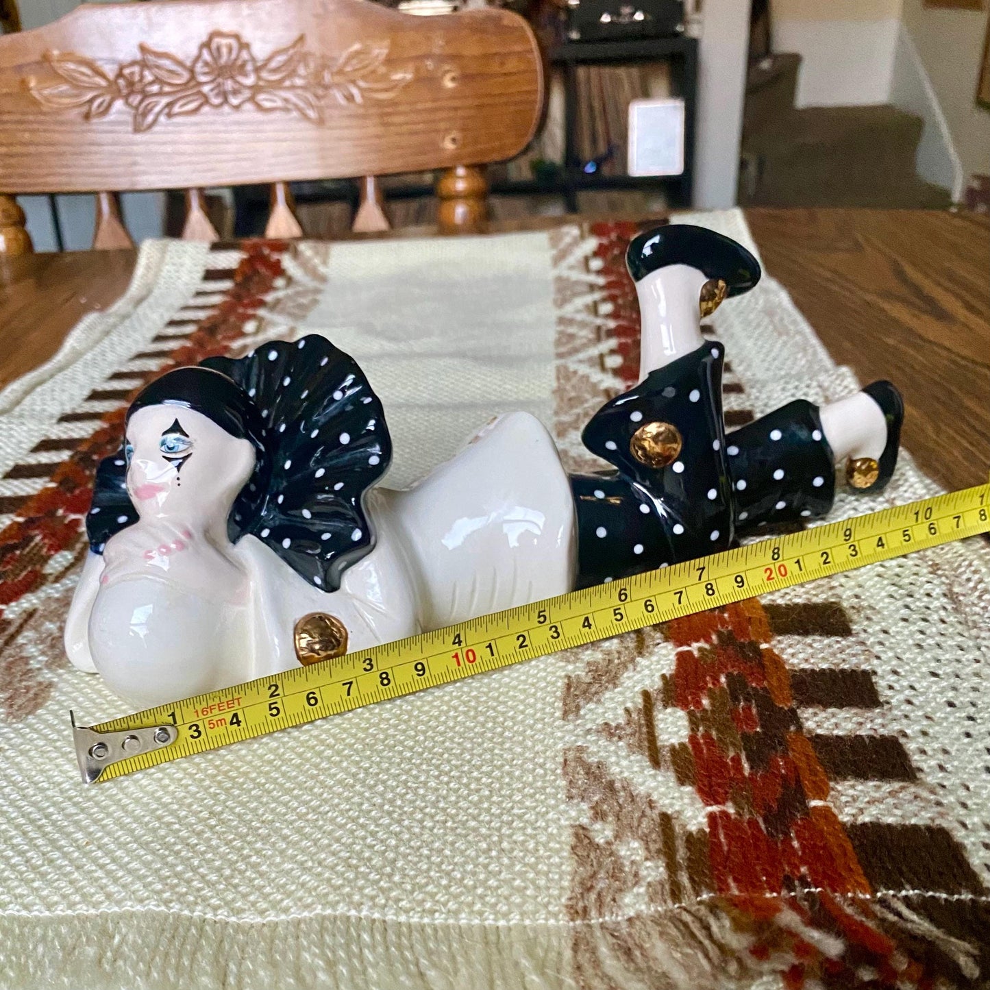 Vintage Hand Painted Ceramic Pierrot Clown Figurine - 80s