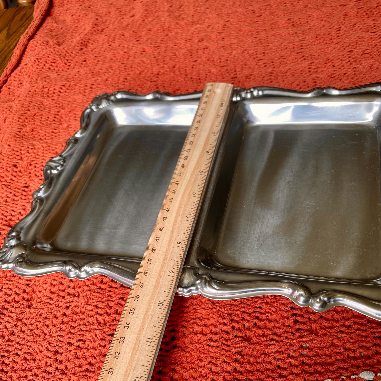 Vintage Metal 2-Compartment Serving Tray / Trinket Tray