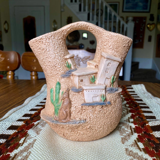Vintage Hand-Painted Provincial Mold 89 - Southwestern Style Vase